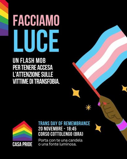 Transfobia, il 20 novembre un flashmob a Bra