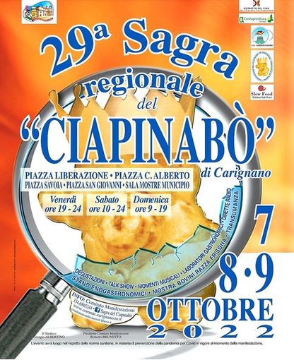Carignano tutto pronto per la 29° edizione della "Sagra del Ciapinabò"