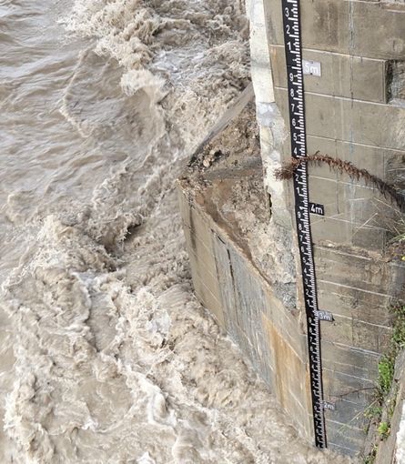 Il misuratore del Tanaro presso il ponte ex-Catalana a Ceva alle ore 12.