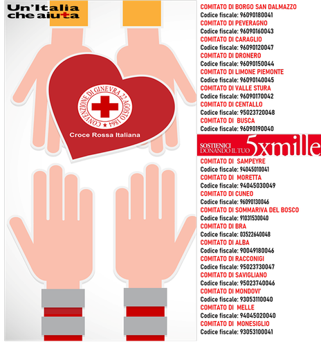 Sostieni la Croce Rossa Italiana donando il tuo 5x1000: ecco i codici fiscali di tutti i comitati locali della Granda