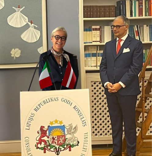 Elita Gavele, Ambasciatrice della Lettonia in Italia e Umberto Romano, Console Onorario della Lettonia a Torino
