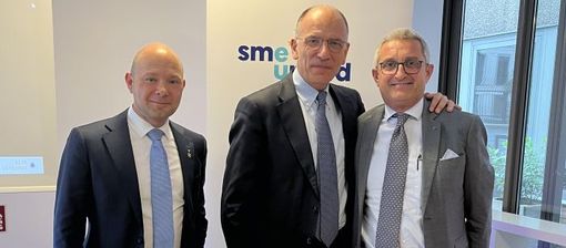 Luca Crosetto, delegato Europa di Confartigianato Imprese, con l'ex presidente del Consiglio italiano Enrico Letta