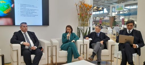 Paola Lanzavecchia, presidente  della Sezione Vini e Liquori di Confindustria Cuneo, durante un convegno a Vinitaly