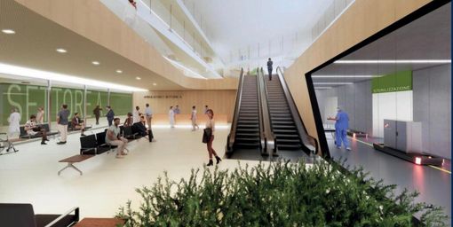 La simulazione dell'area interna del nuovo ospedale