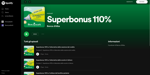 Banca d'Alba ora anche sulla piattaforma Spotify