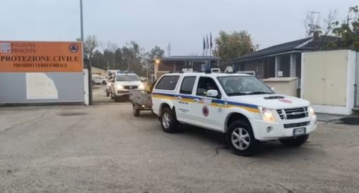 Maltempo, la colonna mobile  della protezione civile della Regione Piemonte  partita verso la Toscana