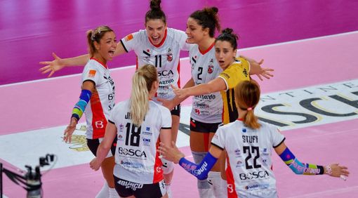 La grinta delle cuneesi nel match vinto a Trento (credit Danilo Ninotto)