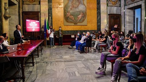 Un momento della presentazione della campagna abbonamenti nel Salone d'Onore del Comune di Cuneo (credit Danilo Ninotto)
