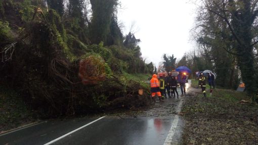 Frana su Salita Vecchia di Cherasco: messa in sicurezza da parte dei vigili del fuoco