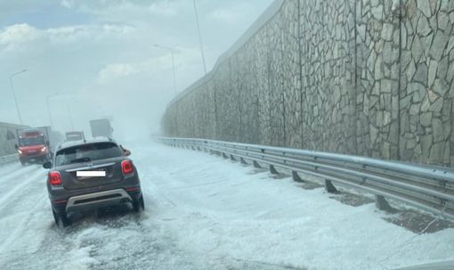 La grandine sulle strade di Montà La grandine sulle strade di Montà