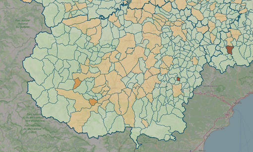LA MAPPA DEL 25 LUGLIO - IN MARRONE SCURO I CENTRI CON INDICE SUPERIORE A 18 CONTAGI OGNI 1.000 ABITANTI