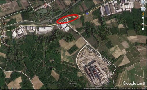 La tratta interessata dalla chiusura nell'immagine satellitare diffusa dalla Provincia