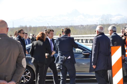 L'arrivo del premier Conte al sopralluogo di Cherasco