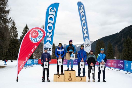 Il podio della categoria U18 della Coppa Italiana a Falcade , immagine di Adriano Barioli