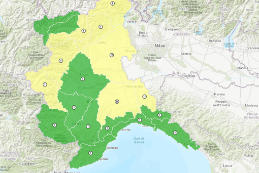 La mappa dell'allerta odierna diramata da Arpa La mappa dell'allerta odierna diramata da Arpa