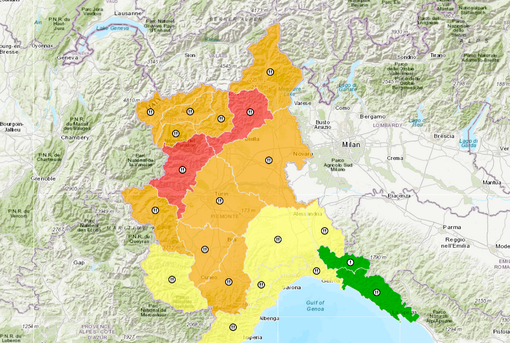 La previsione di Arpa Piemonte per domani, giovedì