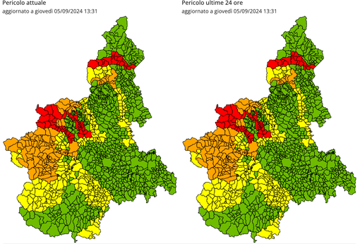MALTEMPO / Condizioni in miglioramento su buona parte della Granda. Due i centri ancora in arancione MALTEMPO / Condizioni in miglioramento su buona parte della Granda. Due i centri ancora in arancione
