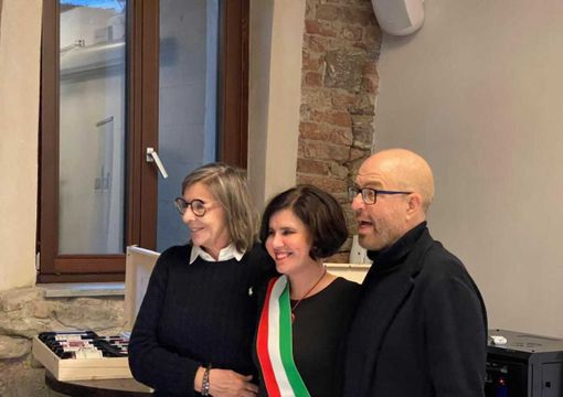 Margherita Fenoglio, il sindaco di Verduno Marta Giovannini e Massimo Gramellini Margherita Fenoglio, il sindaco di Verduno Marta Giovannini e Massimo Gramellini