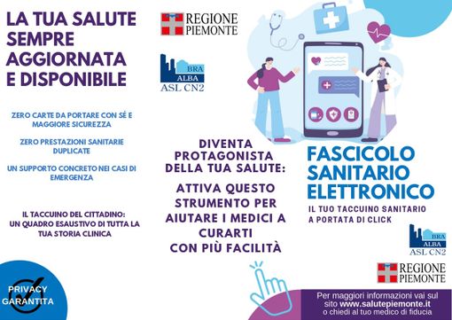 Fascicolo sanitario elettronico, l'Asl CN2: "Invitiamo i cittadini ad attivarlo"