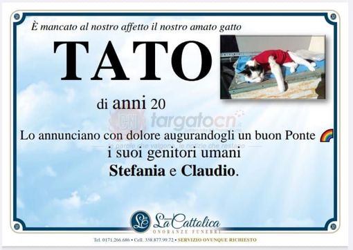 Il manifesto che annuncia la morte di Tato Il manifesto che annuncia la morte di Tato