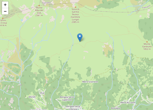 La localizzazione della scossa registrata nella notte