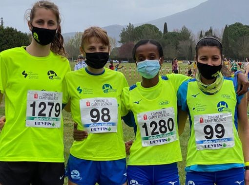 L'Atletica Saluzzo campione d'Italia: Tegen, El Kannoussi, Dentis, Ribero (foto fidal piemonte)