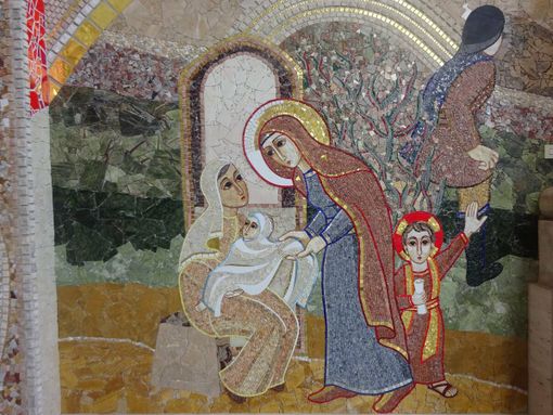 Un mosaico del Santuario che riprende il miracolo del 1336