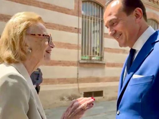 Maria Franca Ferrero col governatore piemontese Alberto Cirio Maria Franca Ferrero col governatore piemontese Alberto Cirio