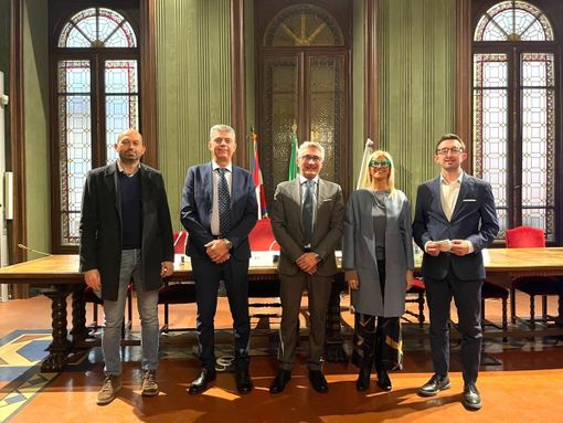 Da sinistra Luca Sensibile, Roberto Davico, Carlo Bo, Liliana Allena e Emanuele Bolla