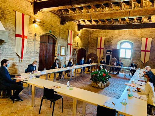 Il presidente della Regione Piemonte Alberto Cirio e l'assessore regionale alle Infrastrutture Marco Gabusi (ph. Barbara Guazzone)