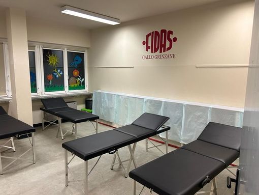 La sede della Fidas di Gallo Grinzane, nei locali della palestra in piazza della Chiesa al Gallo