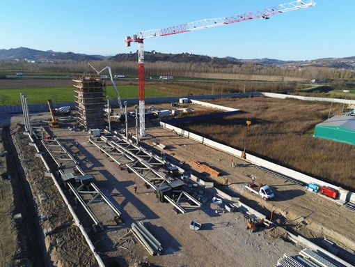 Un'immagine del cantiere di costruzione del Ferrero Technical Center