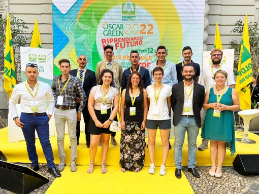 I vincitori cuneesi degli Oscar Green con il presidente Nada, il direttore Porcu e la delegazione del Comitato provinciale di Cuneo guidata da Marco Bernardi