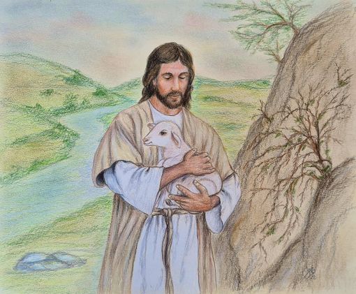 “Gesù buon pastore”, disegno dell’artista braidese Pinuccia Sardo