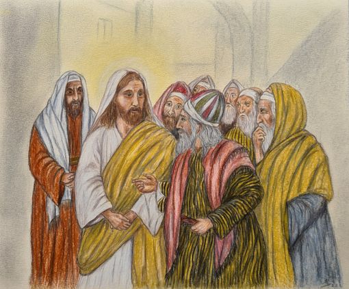 “Gesù ammaestra i sadducèi”, disegno dell’artista braidese Pinuccia Sardo