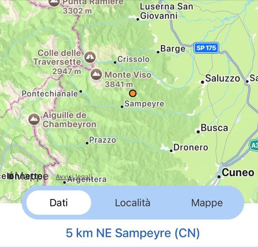 Scossa di terremoto in Val Varaita: epicentro a 5 km da Sampeyre, magnitudo 2.0 Scossa di terremoto in Val Varaita: epicentro a 5 km da Sampeyre, magnitudo 2.0