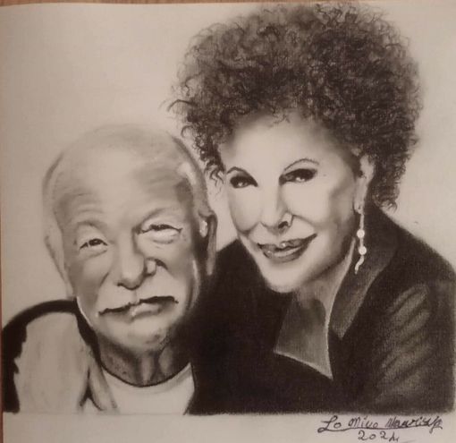 Ornella Vanoni con Gino Paoli, disegno di Maurizio Lo Mino