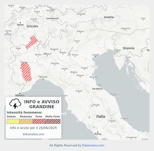 Pomeriggio di allerta gialla per temporali: attese grandinate e forti raffiche di vento
