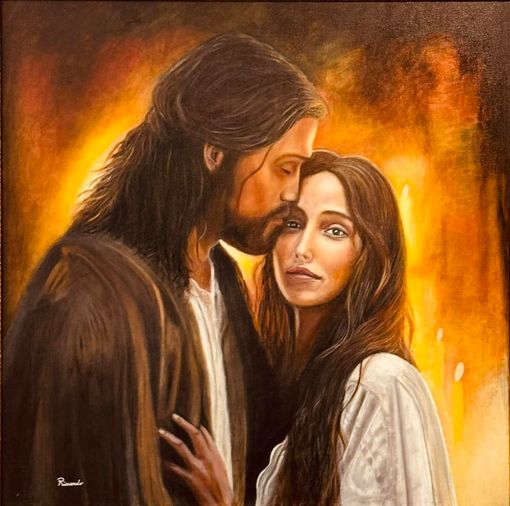 Il bacio di Gesù, opera del pittore braidese Riccardo Testa