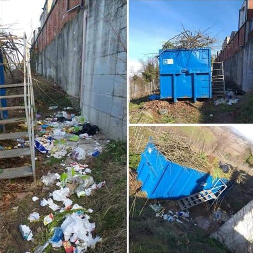 L'immagine dei rifiuti abbandonati pubblicata da Uniti per Guarene