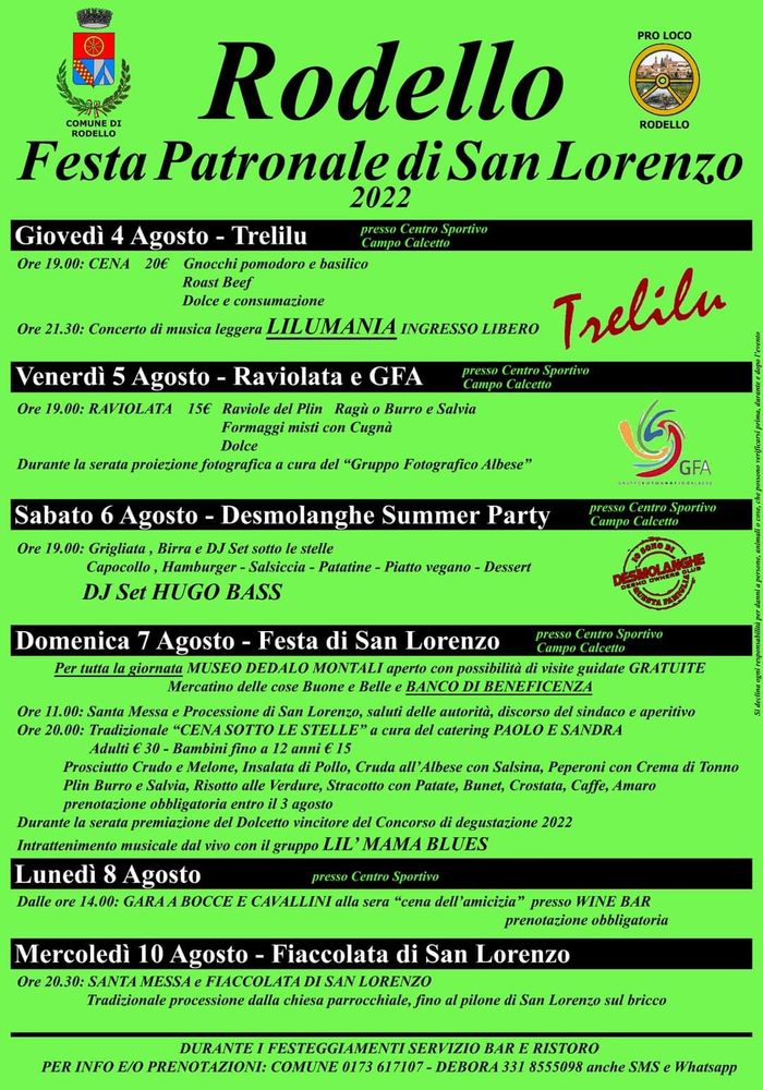 A Rodello tornano i festeggiamenti di San Lorenzo: un programma ricco di eventi