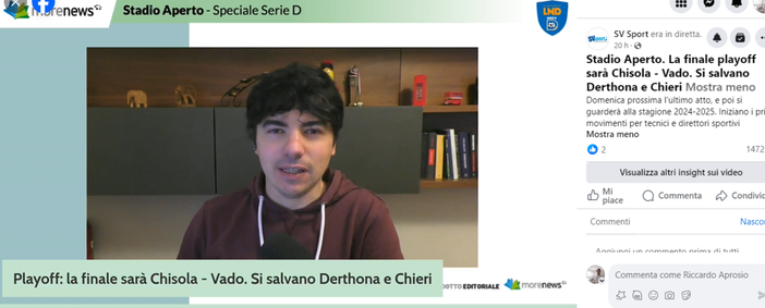 Stadio Aperto. La finale playoff sarà Chisola - Vado. Si salvano Derthona e Chieri Stadio Aperto. La finale playoff sarà Chisola - Vado. Si salvano Derthona e Chieri