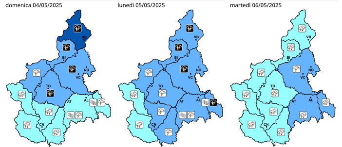 Fenomeni anche forti attesi tra oggi, lunedì e martedì