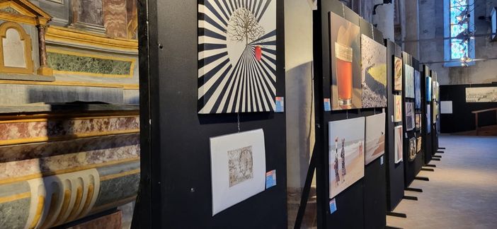 Le opere di “Artisti per la ricerca” in mostra ad Alba nella chiesa di San Domenico Le opere di “Artisti per la ricerca” in mostra ad Alba nella chiesa di San Domenico