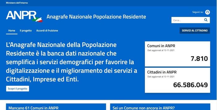 L'home page del nuovo portale