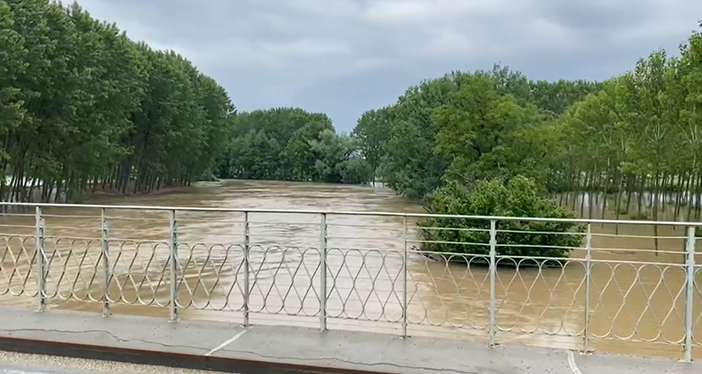 Il fiume Po a Cardè nella giornata di sabato 20 maggio