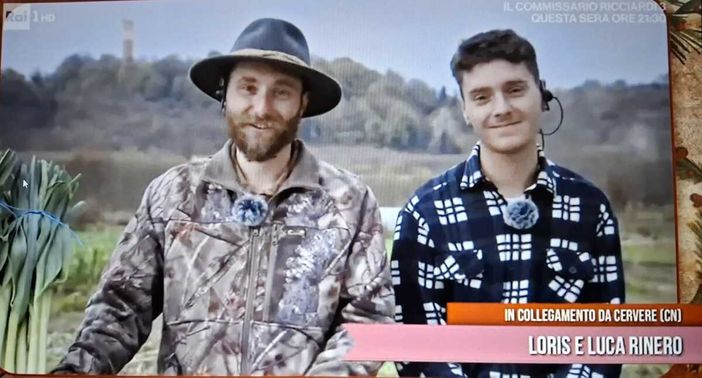 I fratelli Rinero durante il collegamento con il programma di Rai Uno