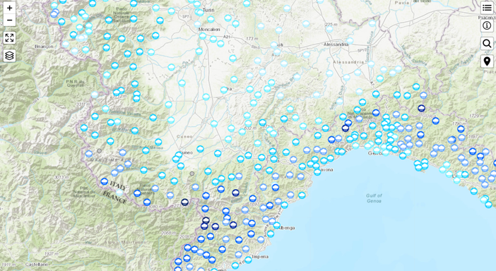 I valori di precipitazioni registrati da Arpa sul Piemonte