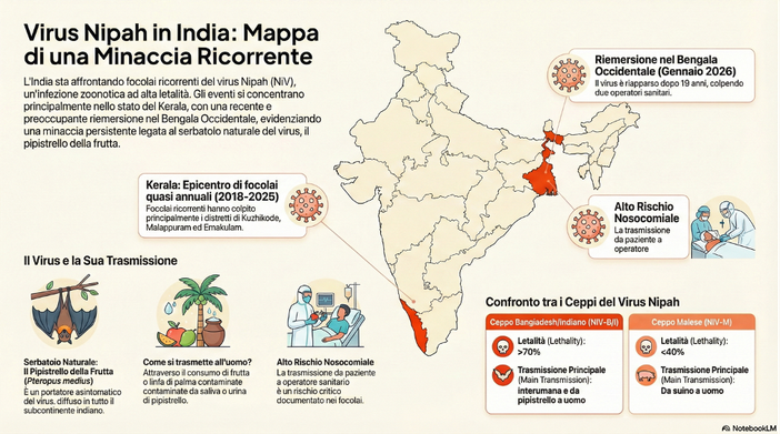 Virus Nipah, notizie dall'India e protocolli locali: l'Ordine dei Medici fa chiarezza senza allarmismi