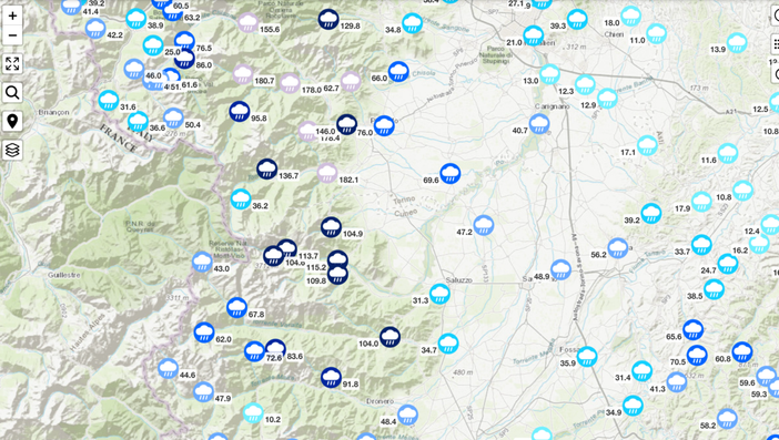 Le precipitazioni cadute sulla Granda nelle ultime 24 ore Le precipitazioni cadute sulla Granda nelle ultime 24 ore